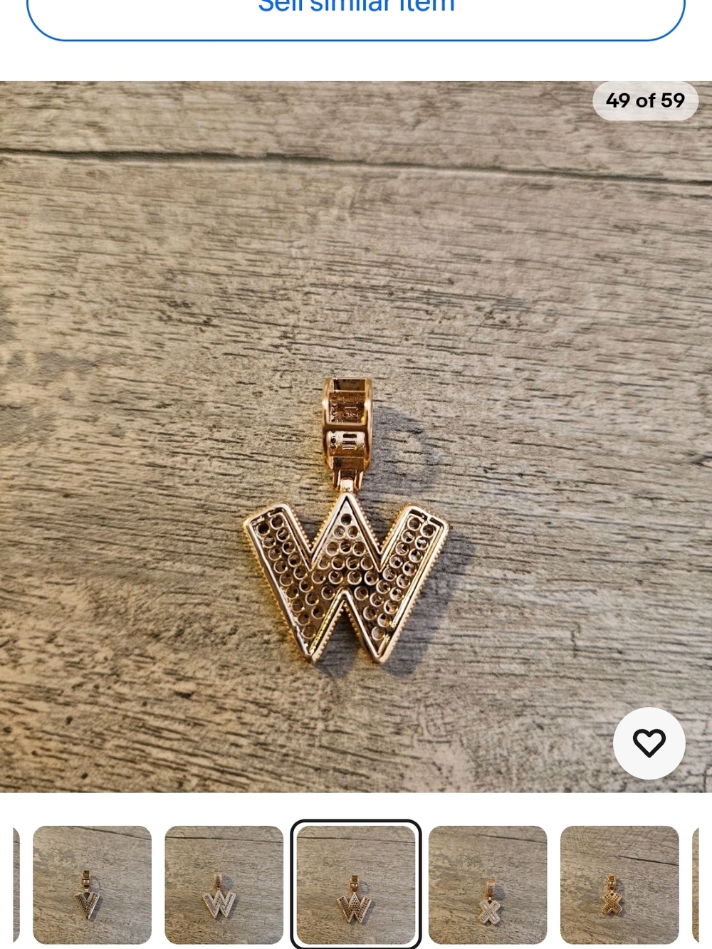 Gold-Tone 'W' Initial Pendant with Clear Crystal Accents - Women's Jewelry - Picture 2 of 3